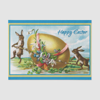 Vintag Happy Oaster Bunny Rabbits Ostereier Seidenpapier