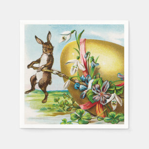 Vintag Happy Oaster Bunny Rabbits Ostereier Serviette