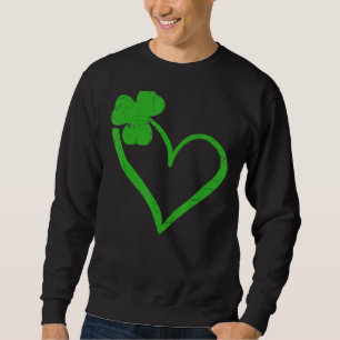 Vintag Happy St Patrick S Day Irish Kleeblatt Hear Sweatshirt
