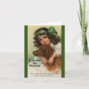 Vintag Happy St. Patrick's Day Niedlich Irish Girl Karte