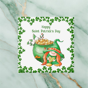 Vintag Happy St. Patricks Day Pot of Gold Gnome Magnet