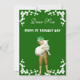 Vintag Happy St. Patricks Day Son, Grandson Lamb Feiertagskarte