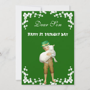 Vintag Happy St. Patricks Day Son, Grandson Lamb Feiertagskarte