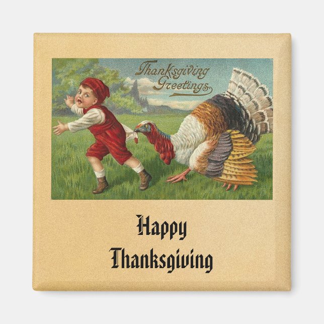Vintag Happy Thanksgiving Magnet (Vorne)