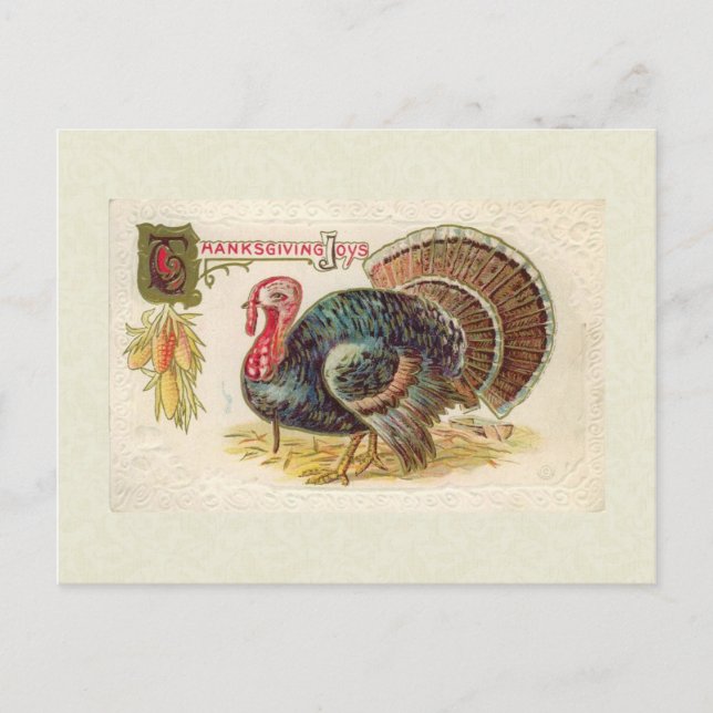 Vintag Happy Thanksgiving Postkarte (Vorderseite)