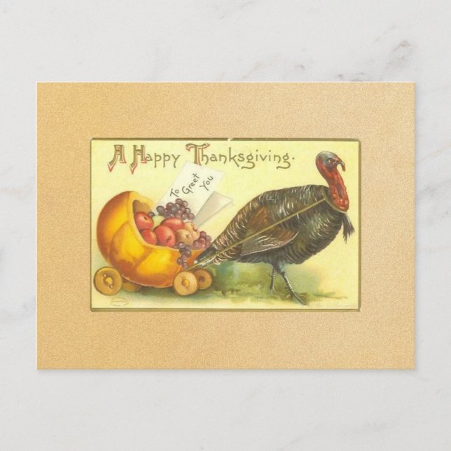 Vintag Happy Thanksgiving Postkarte (Vorderseite)
