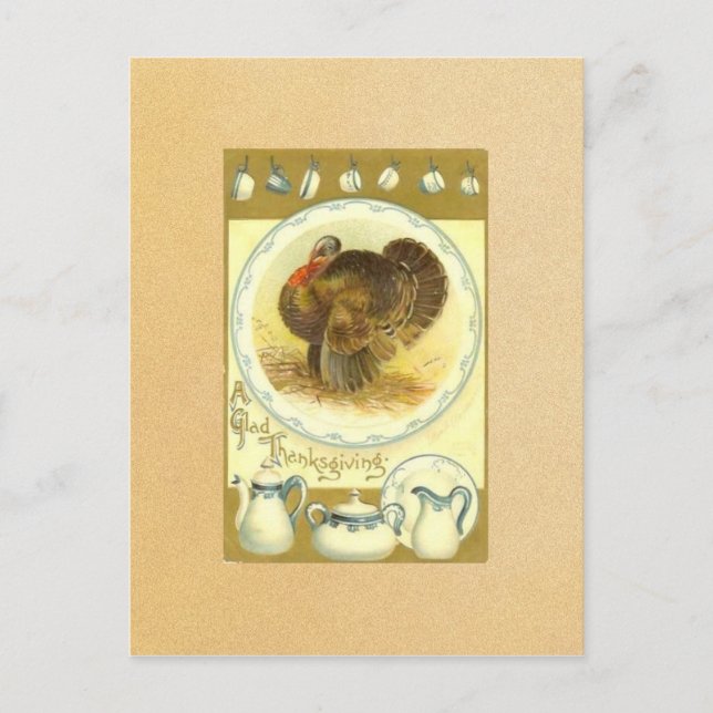 Vintag Happy Thanksgiving Postkarte (Vorderseite)