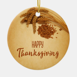 Vintag Happy Thanksgiving Wheat Corn Keramikornament