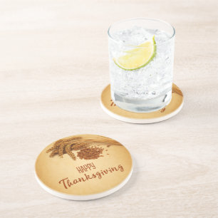 Vintag Happy Thanksgiving Wheat Corn Sandstein Untersetzer