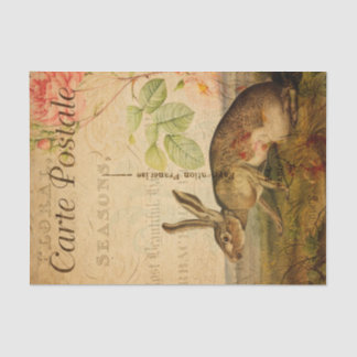 Vintag Hare Rabbit Floral Blume Französisch Seidenpapier