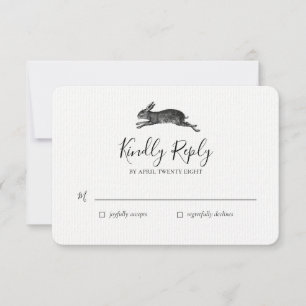 Vintag Hare Rabbit Wedding RSVP-Karte Einladung