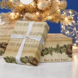 Vintag Hark The Glad Sound Weihnachtsschrift Geschenkpapier