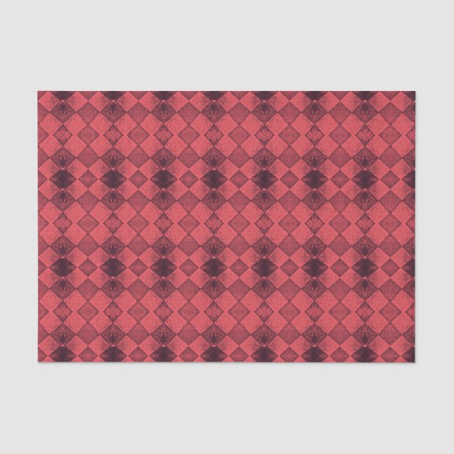 Vintag Harlequin Diamond Red Black Pattern Seidenpapier (Vorderseite)