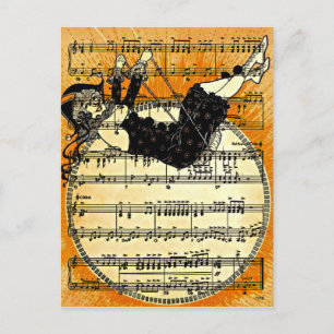 Vintag Harlequin Girl Postkarte