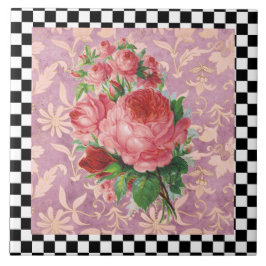 Vintag Harlequin Pink Roses Fliese