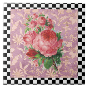 Vintag Harlequin Pink Roses Fliese