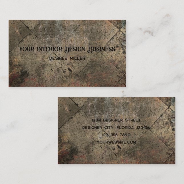 Vintag Harlequin Sepia Brown Black Grunge Texture Visitenkarte (Vorne/Hinten)