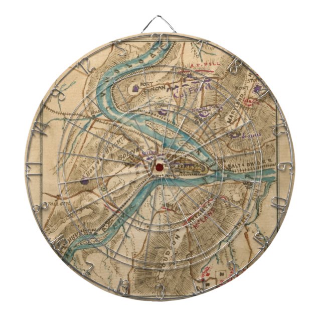 Vintag Harpers Ferry Zivil War Map (1862) Dartscheibe (vorne)