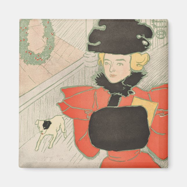 Vintag Harpers Weihnachten 1896 Magnet (Vorne)