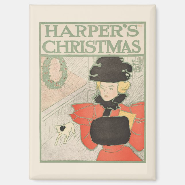 Vintag Harpers Weihnachten 1896 Magnet (Vorderseite)