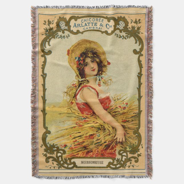 Vintag Harvest Girl Decke (Vorderseite Vertikal)