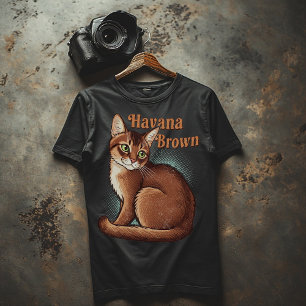 Vintag Havana Brown Cat Art   Retro Feline Lover T-Shirt