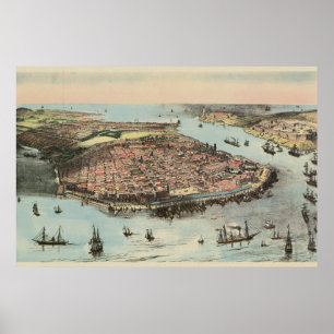 Vintag Havanna Cuba Pictorial Map (1851) Poster