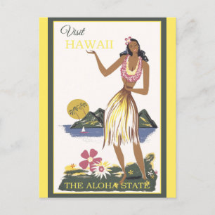 Vintag Hawaii Aloha Hula Dancer Travel Postkarte