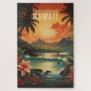 Vintag Hawaii Beach Travel Art Puzzle