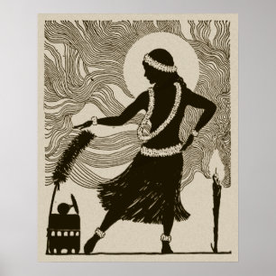 Vintag Hawaii Hula Girl Poster