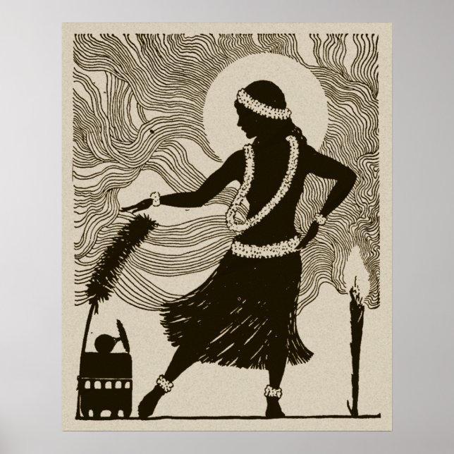 Vintag Hawaii Hula Girl Poster (Vorne)