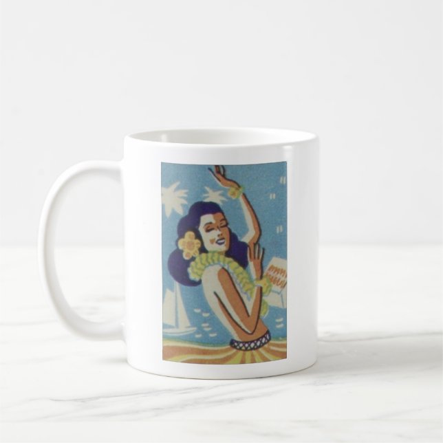 Vintag Hawaii-Hula-Mädchen Kaffeetasse (Links)