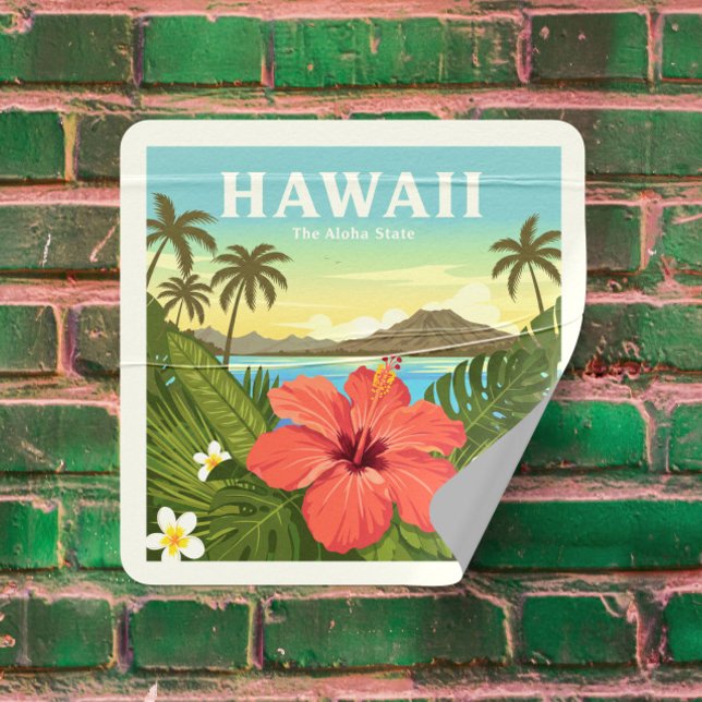 Vintag Hawaii Quadratischer Aufkleber (Von Creator hochgeladen)