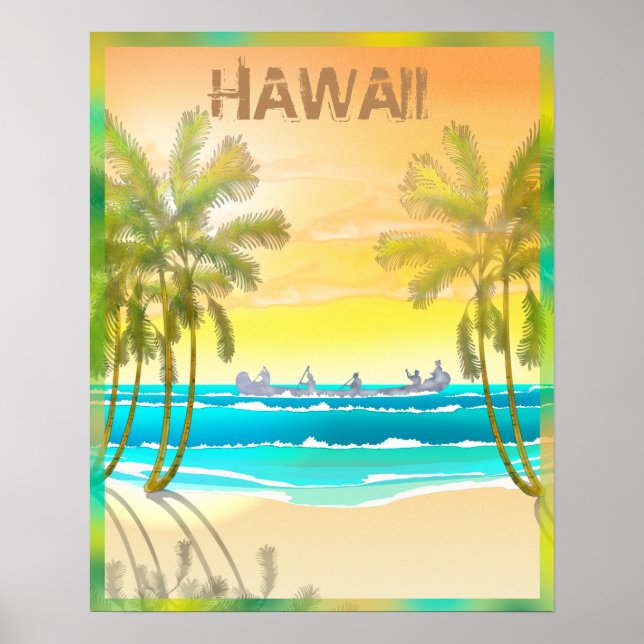 Vintag Hawaii Travel Poster (Vorne)