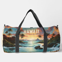 Vintag Hawaii Tropical Beach Travel & Gym Name Duffle Bag