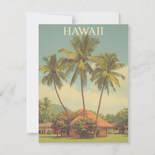 Vintag Hawaii Tropical Beach Travel Postkarte