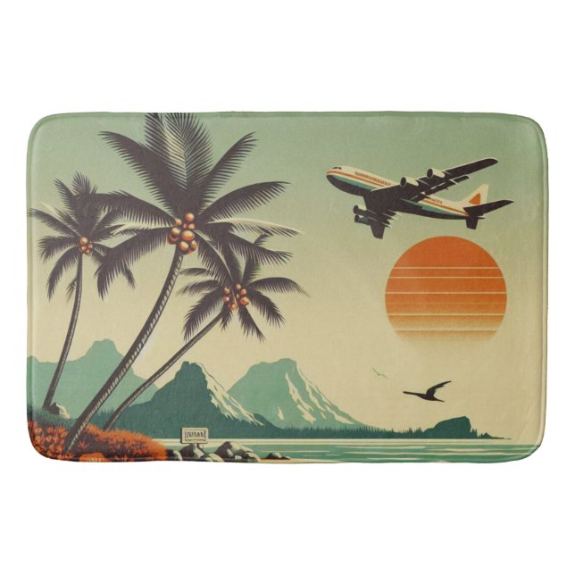 Vintag Hawaii/Tropisch Badematte (Vorderseite)