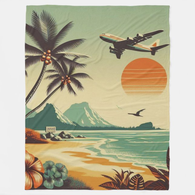 Vintag Hawaii/Tropisch Fleecedecke (Vorderseite)