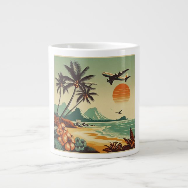 Vintag Hawaii/Tropisch Jumbo-Tasse (Vorderseite)
