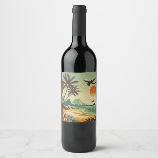 Vintag Hawaii/Tropisch Weinetikett (Vorderseite)