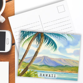 Vintag Hawaii Watercolor Travel Postkarte