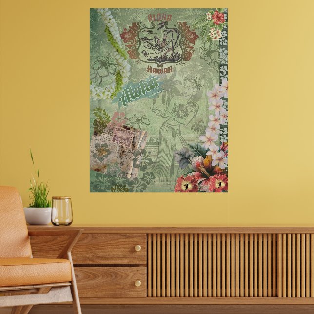 Vintag Hawaiian Scrapbook Aloha Hula Poster (Wohnzimmer 2)