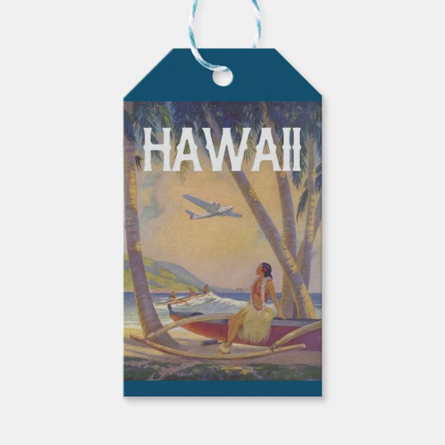 Vintag Hawaiian Travel - Hawaii Hula Dancer Geschenkanhänger (Vorderseite)