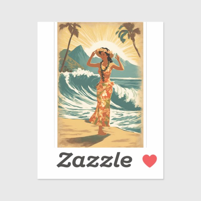 Vintag Hawaiian Travel Honolulu Mittelpazifik Aufkleber (Blatt)