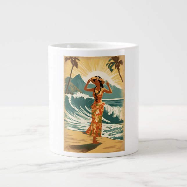 Vintag Hawaiian Travel Honolulu Mittelpazifik Jumbo-Tasse (Vorderseite)