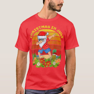 Vintag Hawaiian Xmas Beach Dabbing Santa Christma T-Shirt