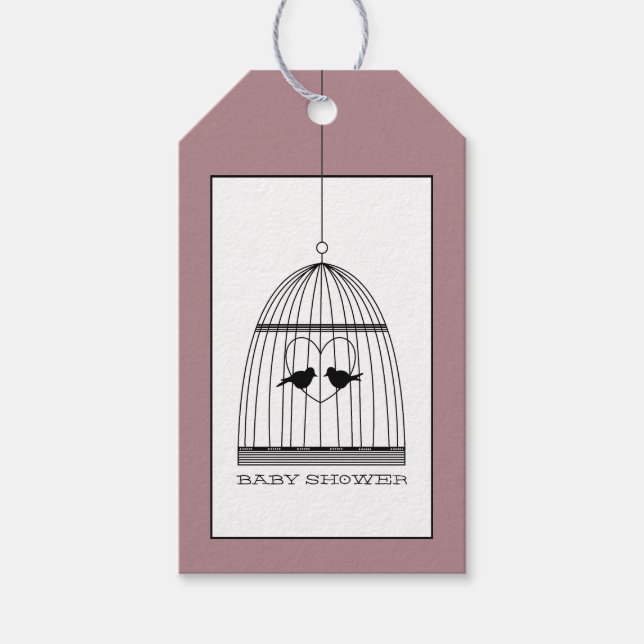 Vintag Heart Birdcage Baby Dusche Geschenkanhänger (Vorderseite)