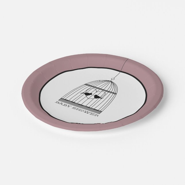 Vintag Heart Birdcage Baby Dusche Pappteller (Schrägansicht)
