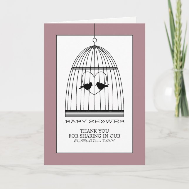 Vintag Heart Birdcage Baby Dusche Vielen Dank Dankeskarte (Vorderseite)