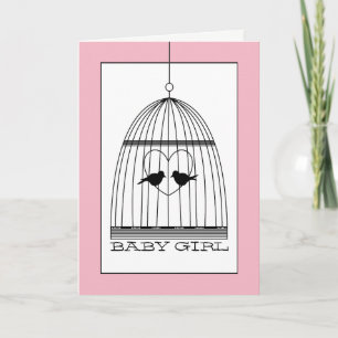 Vintag Heart Birdcage Baby Girl Ankündigung